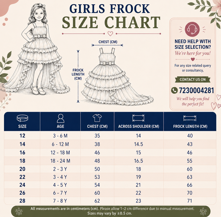 . Premium Rani Party Frock with Tail Design for Girls