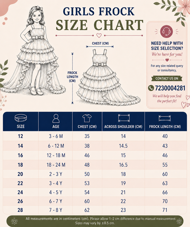 Sky Blue High-Low Partywear Frock for Girls