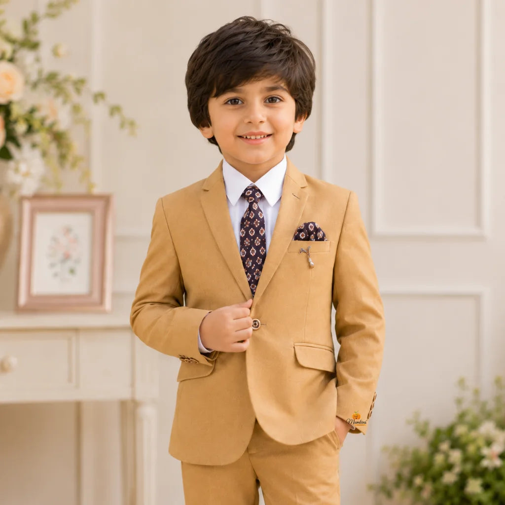 Fawn Tuxedo Suit for Boys with Tie