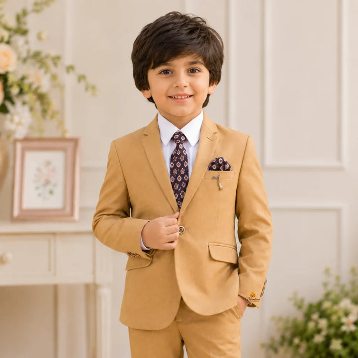 Fawn Tuxedo Suit for Boys with Tie