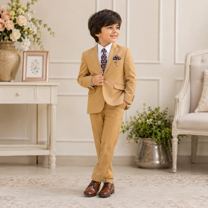 Fawn Tuxedo Suit for Boys with Tie
