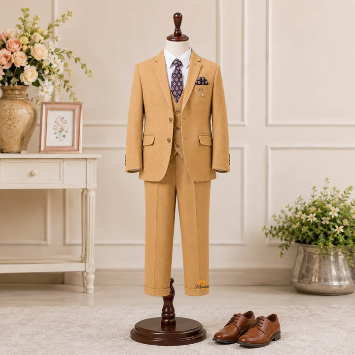 Fawn Tuxedo Suit for Boys with Tie