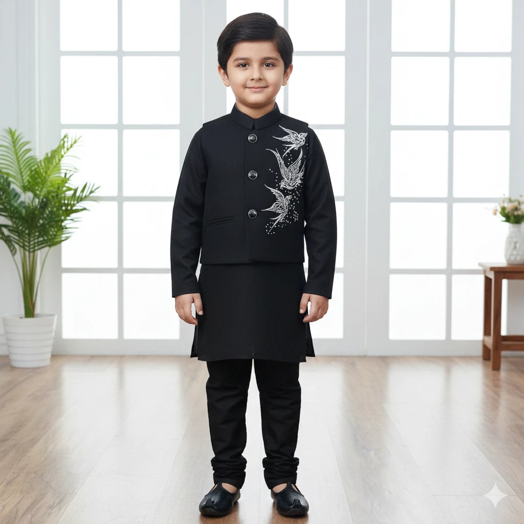 Stylish Black Kurta Pajama Set for Boys