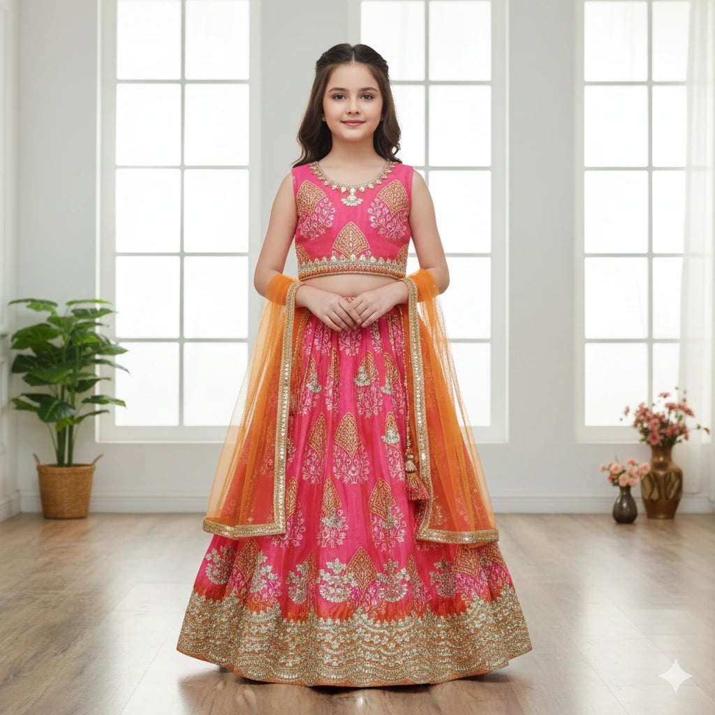 Rani Embroidered Lehenga Choli for Girls