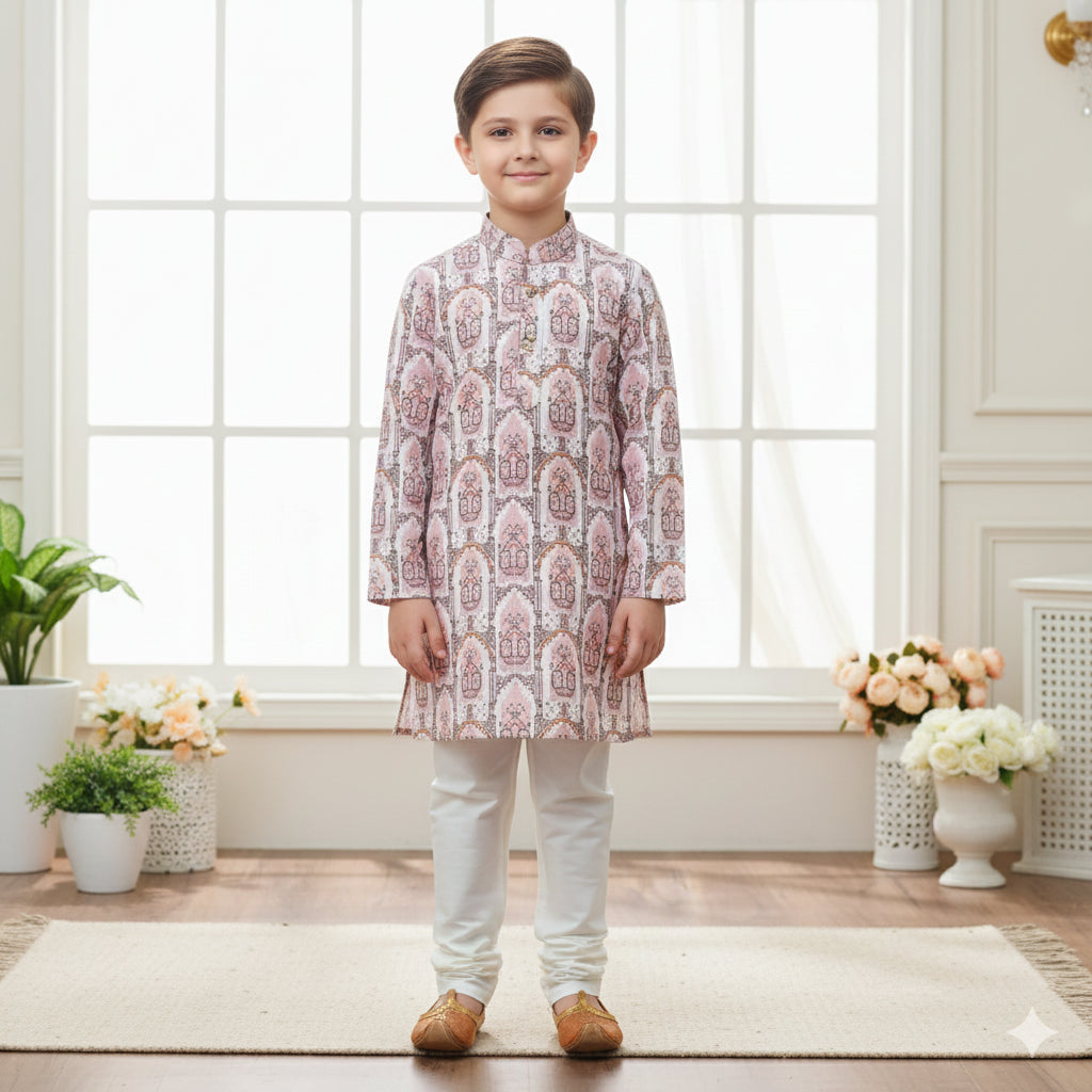 Onion Printed Boys Ethnic Kurta Pajama Set