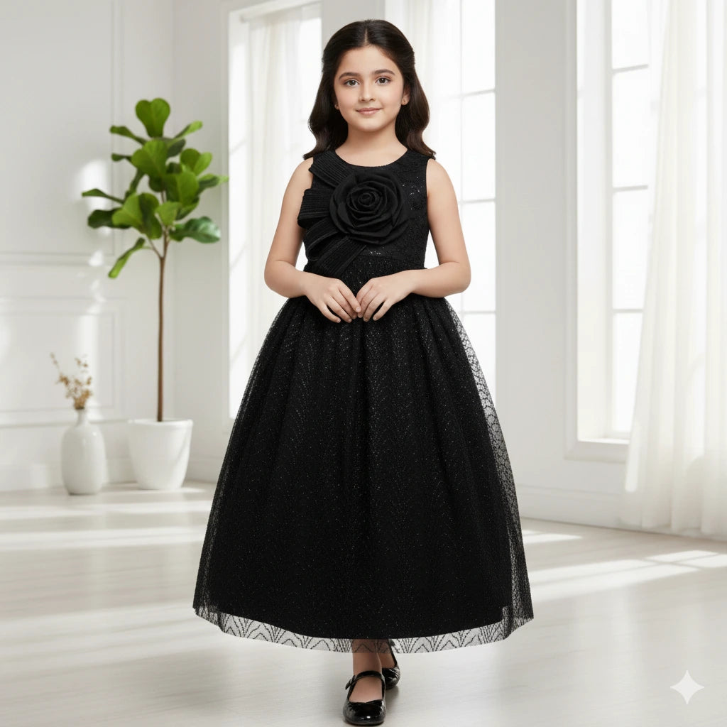 Girls Black Party Wear Gown – Perfect for Birthday & Wedding Celebrations