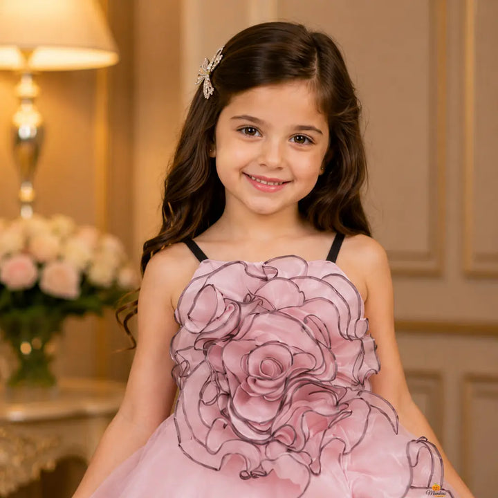 Peach & White Party Wear Gown for Girls – Birthday & Wedding Special