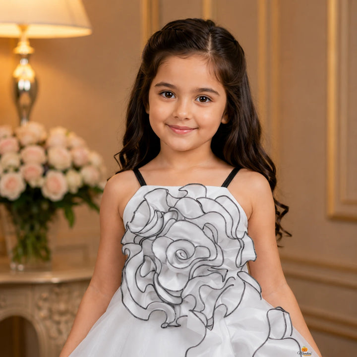 Peach & White Party Wear Gown for Girls – Birthday & Wedding Special