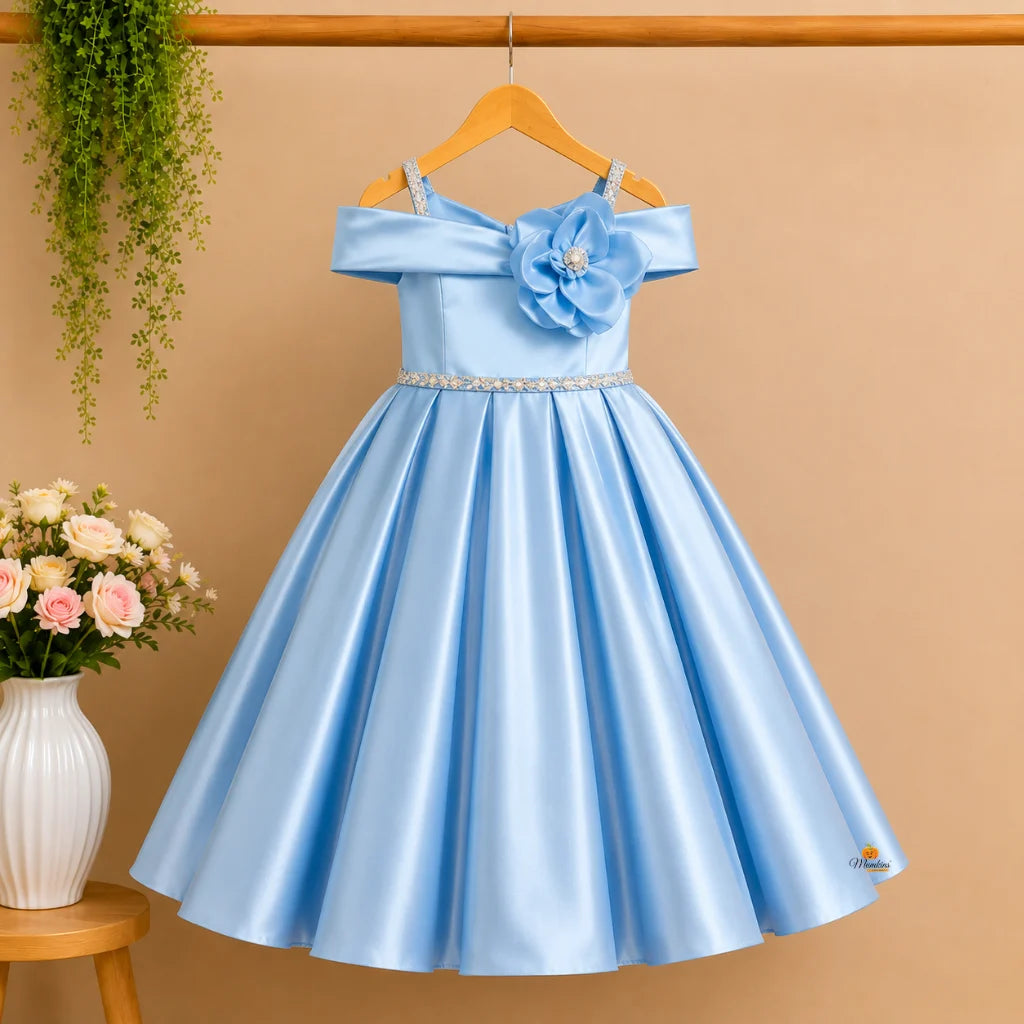 Sea Green Premium Partywear Gown for Girls