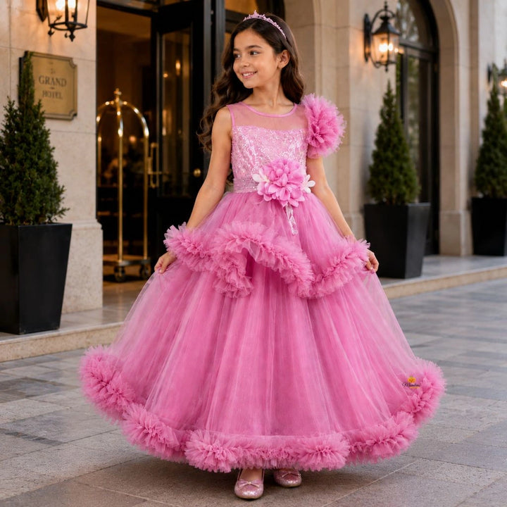 Onion Frill Sparkling Gown for Girls