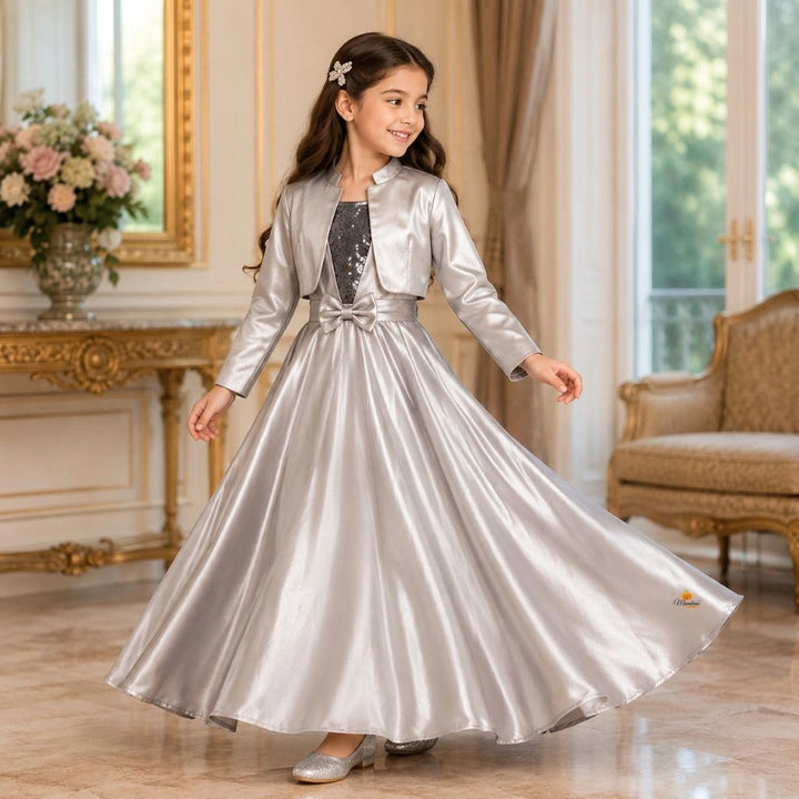 Grey & Onion Sequin Long Girlish Gown
