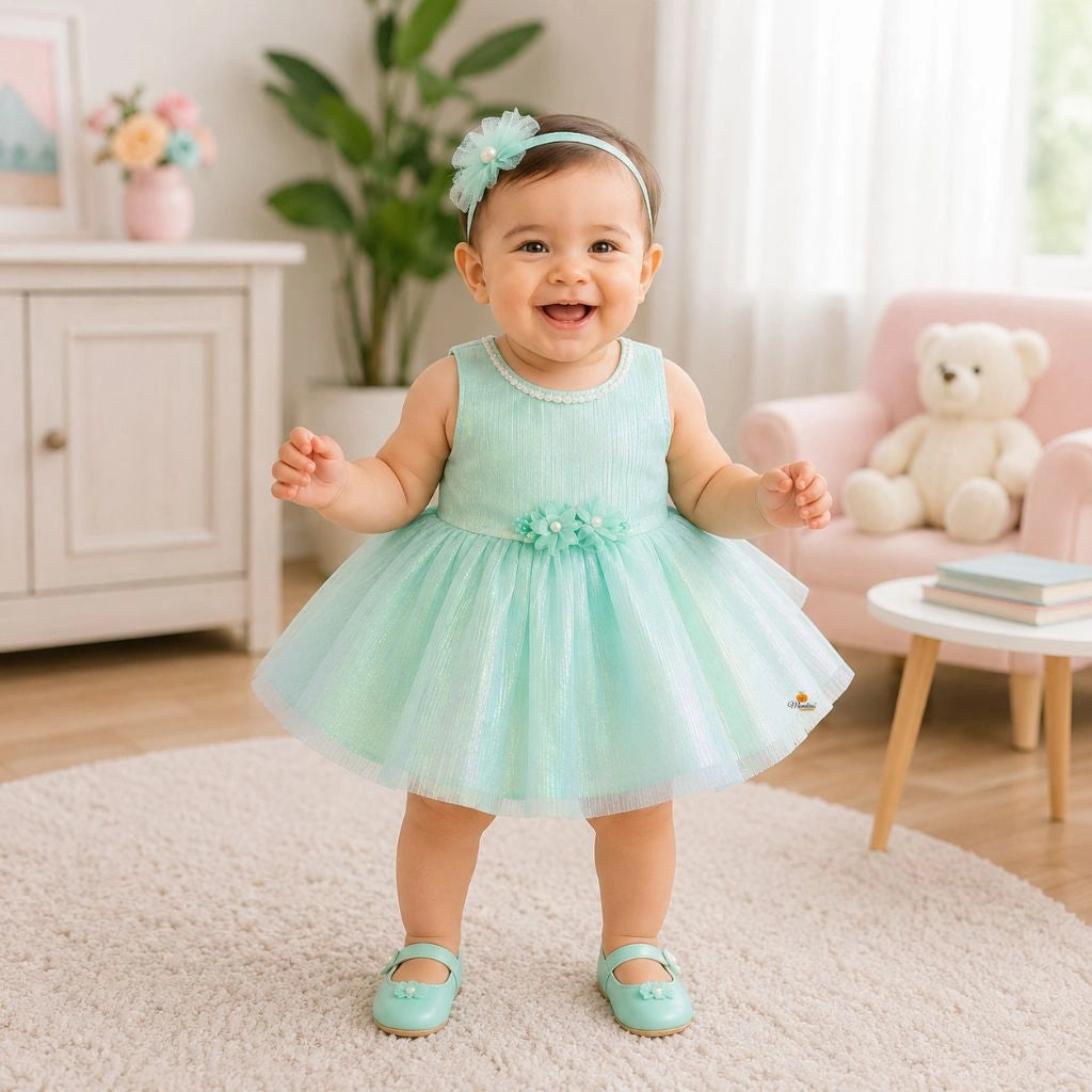 Green Party Wear Baby Frock