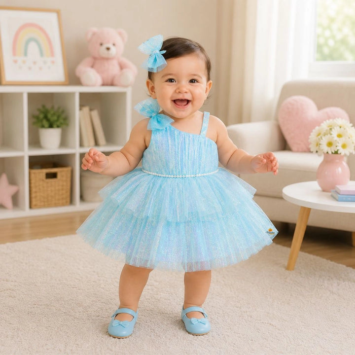 Purple & Turquoise Baby Frock for Girls