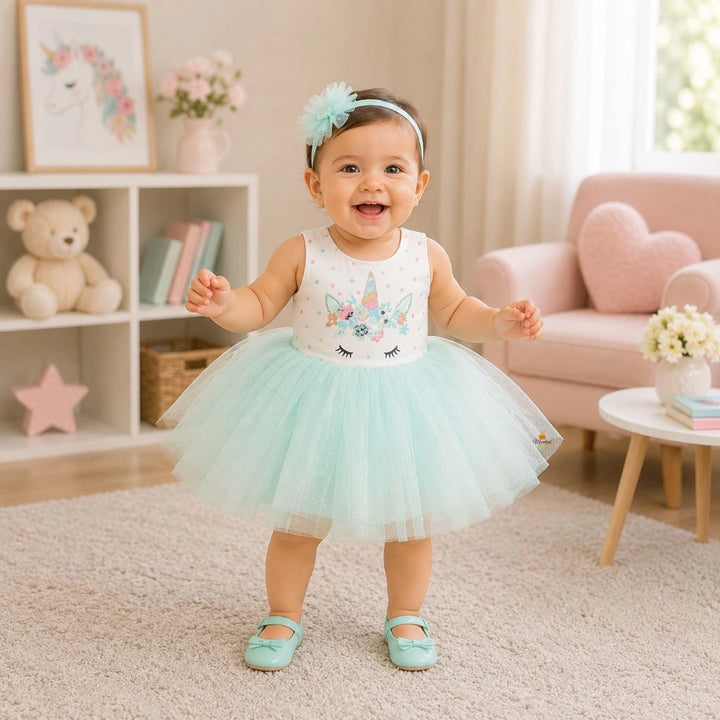 Unicorn Party Wear Baby Frock
