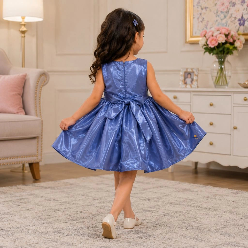 Girls Fashion Partywear Frock with Flower Detail