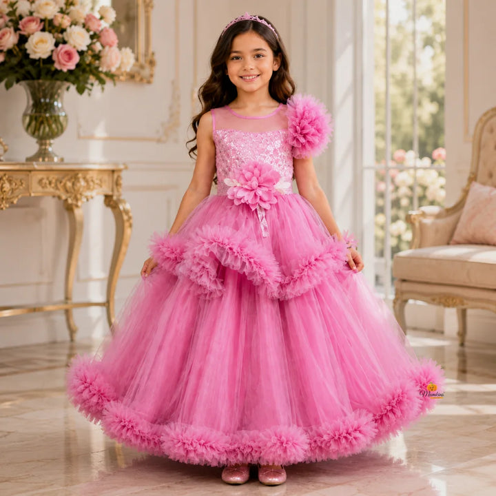Onion Frill Sparkling Gown for Girls