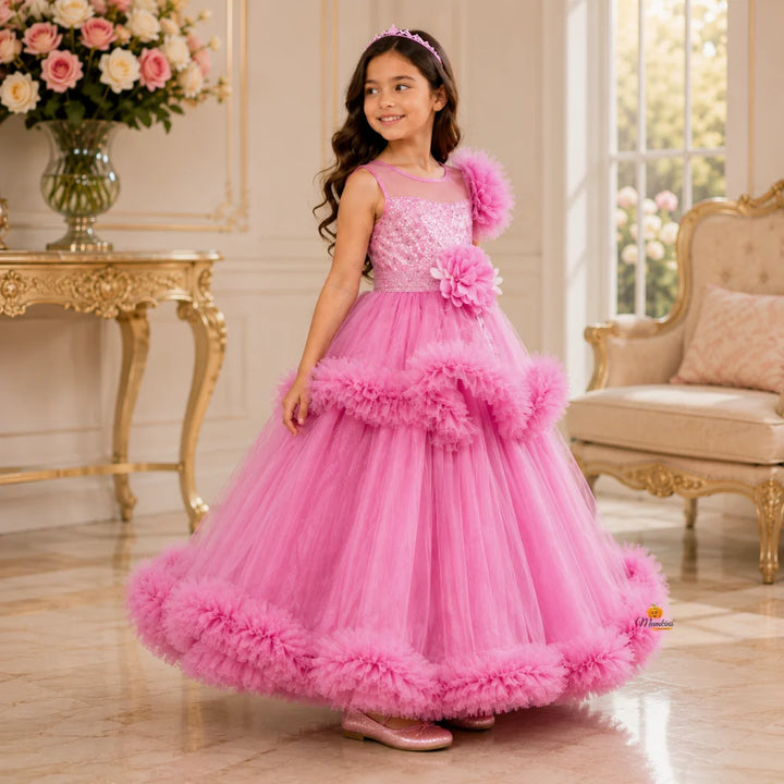 Onion Frill Sparkling Gown for Girls