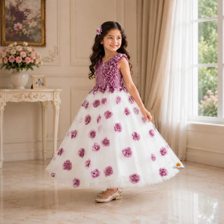 Purple Floral Girls Gown