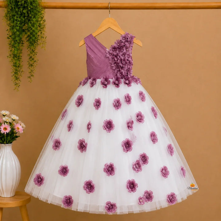 Purple Floral Girls Gown