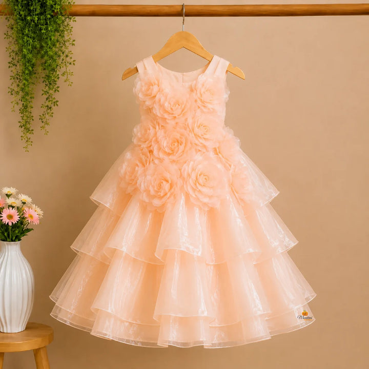 Peach Floral Gown for Girls