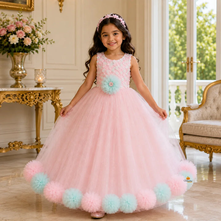 Pink Long Girlish Gown