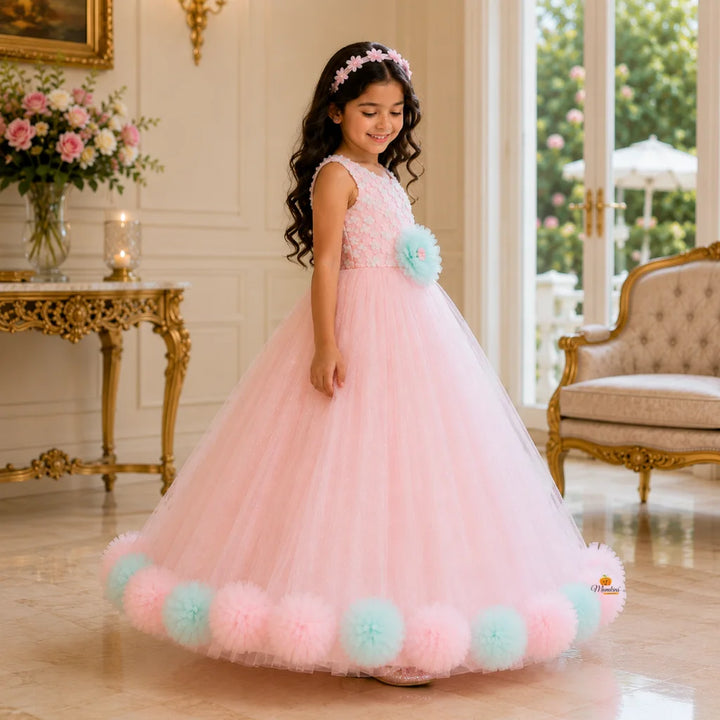 Pink Long Girlish Gown