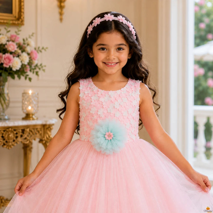 Pink Long Girlish Gown