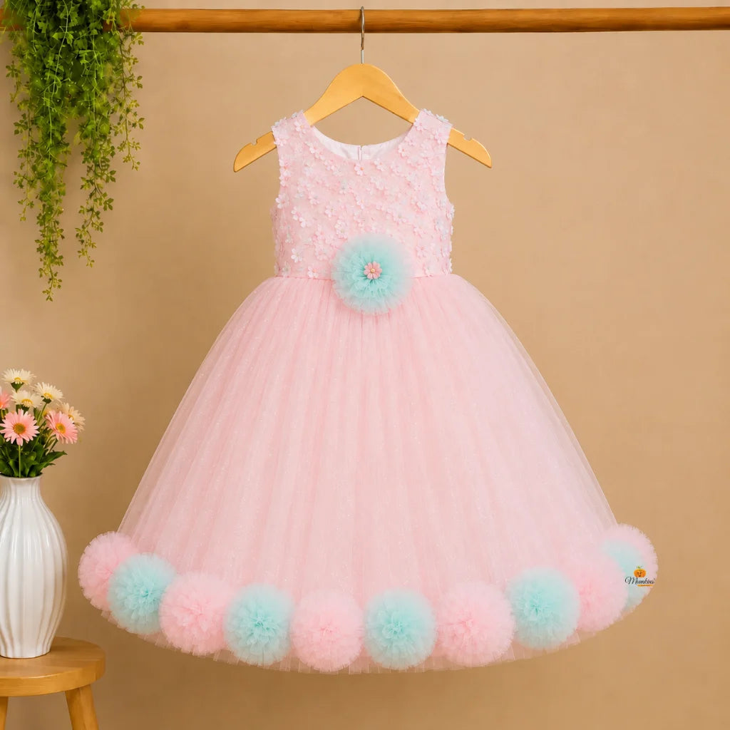 Pink Long Girlish Gown