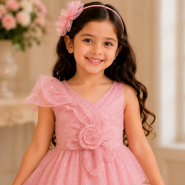 Onion Pink Party Gown for Girls