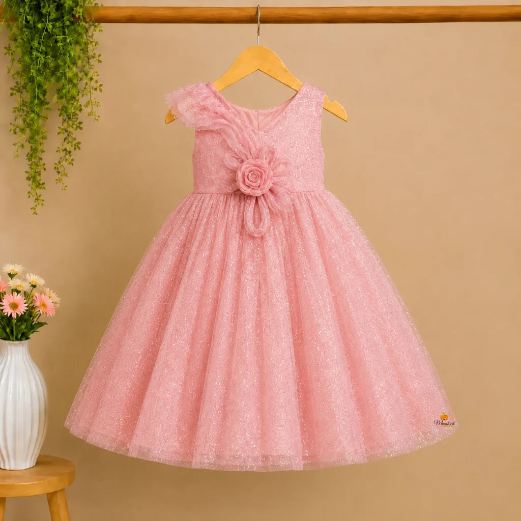 Onion Pink Party Gown for Girls