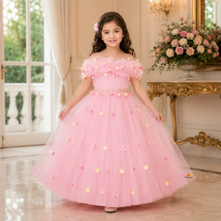 Pink Net Gown for Girls