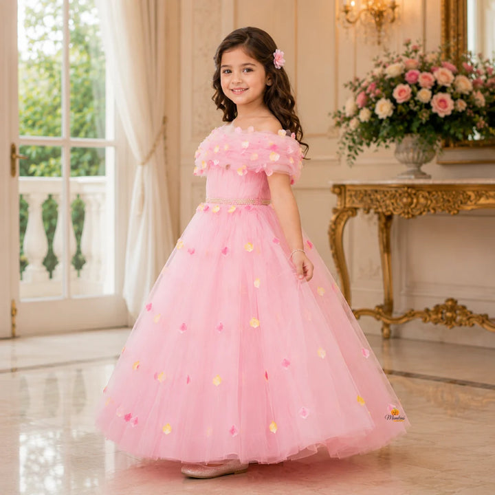 Pink Net Gown for Girls