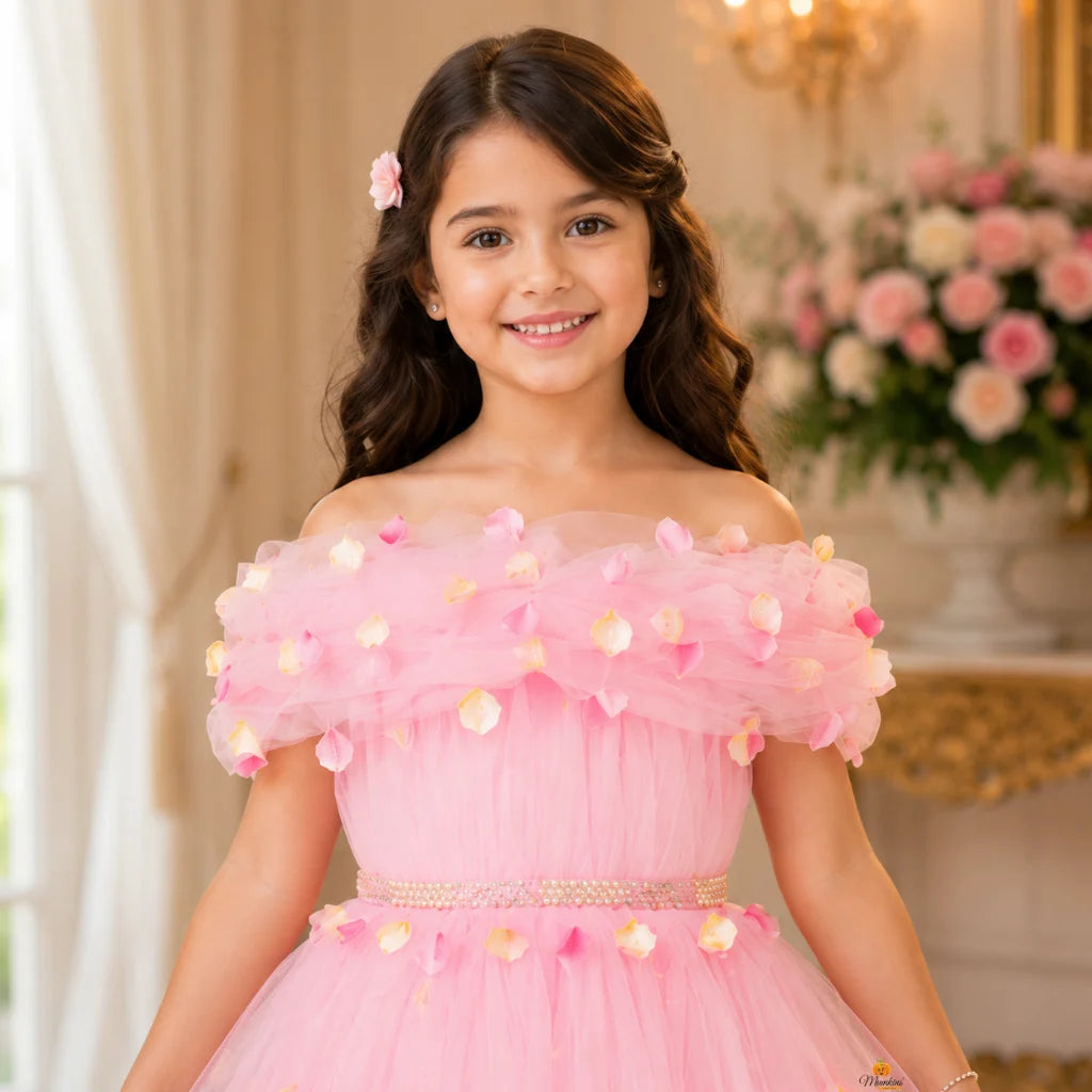 Pink Net Gown for Girls