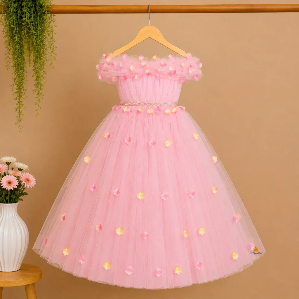 Pink Net Gown for Girls