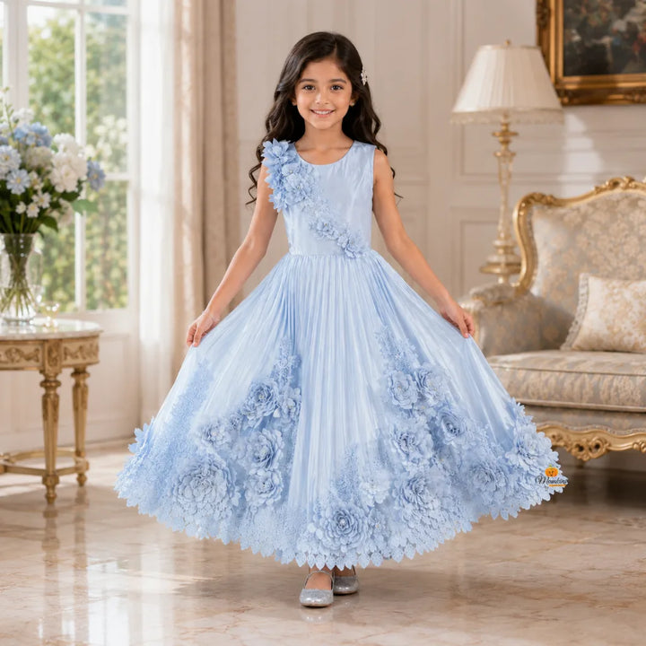 Sky Blue Long Girls Gown