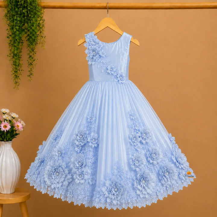 Sky Blue Long Girls Gown