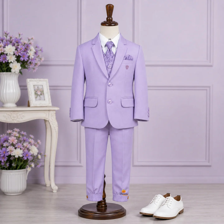 Purple Flap Pockets Suit for Boys