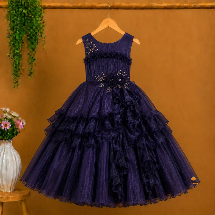 Purple Floral Pattern Girls Gown