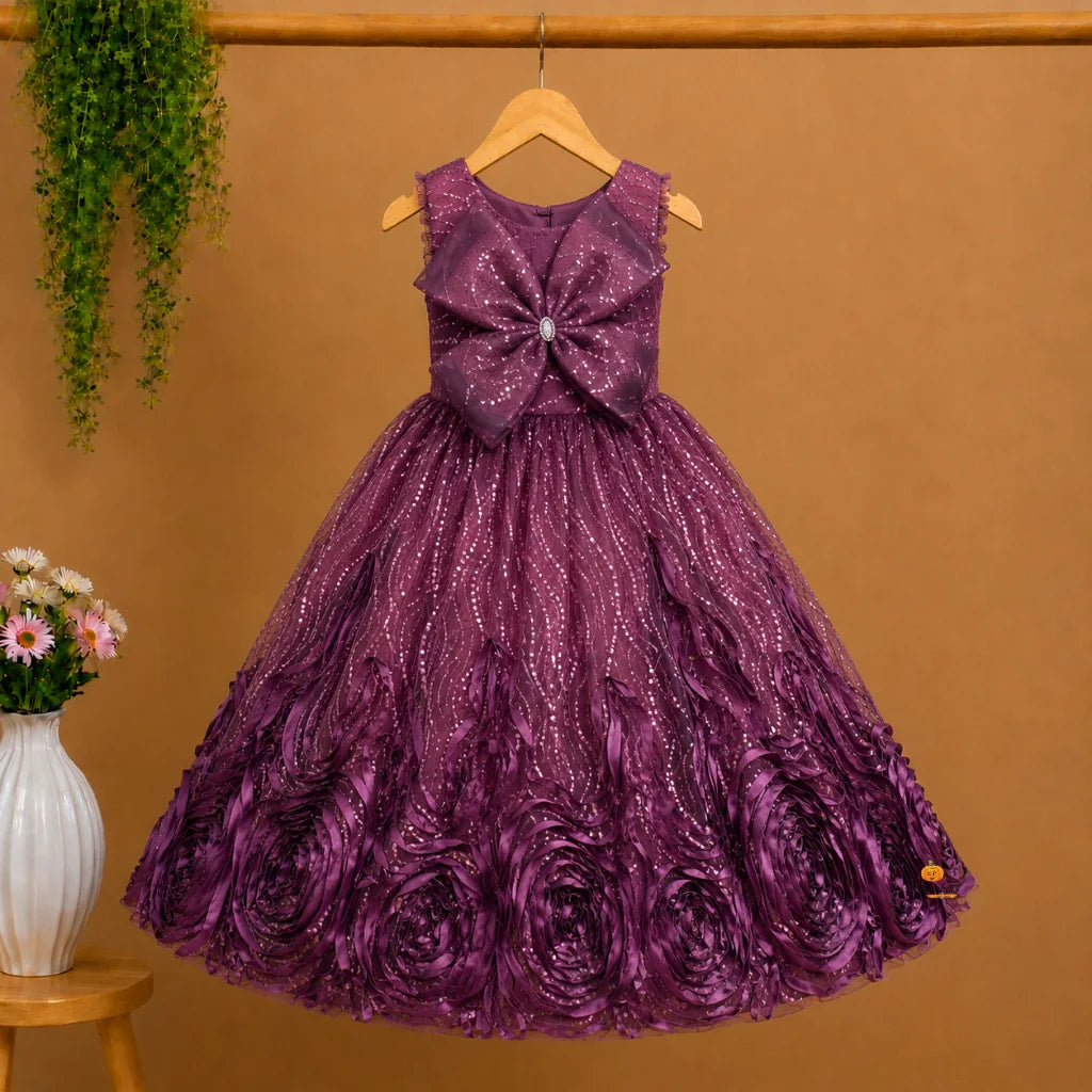 Purple Floral Gown for Girls