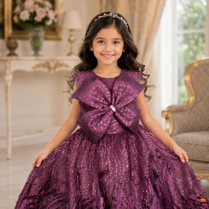Purple Floral Gown for Girls