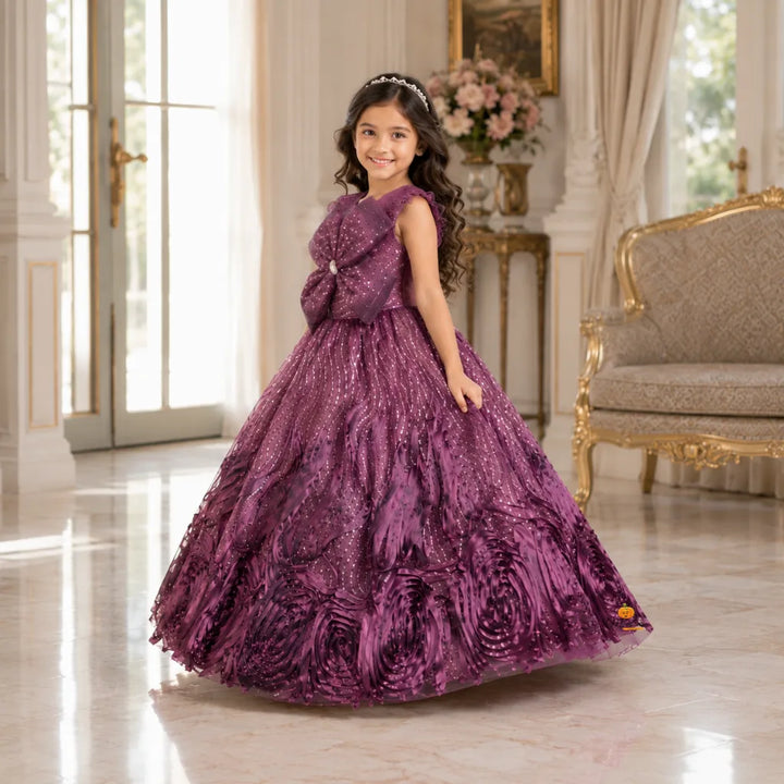 Purple Floral Gown for Girls