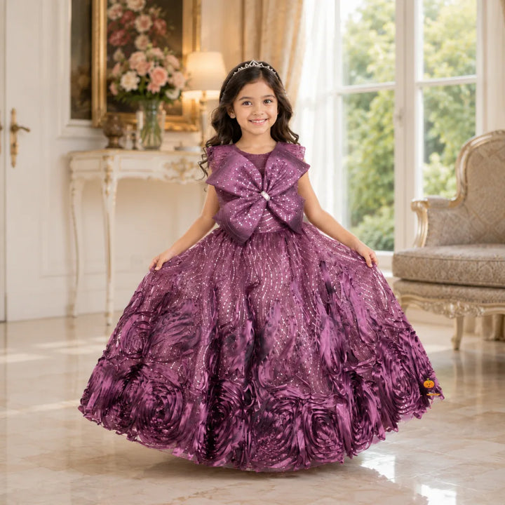Purple Floral Gown for Girls