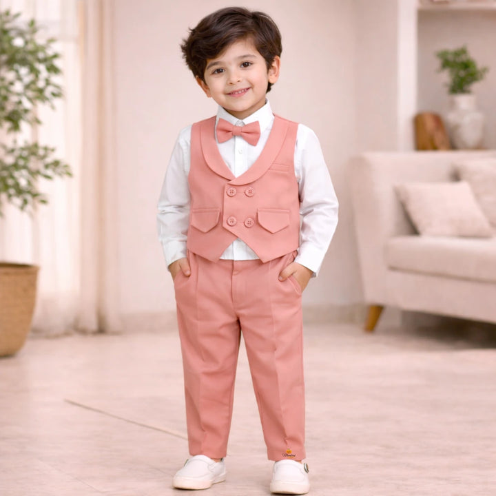 Stylish Peach 3-Piece Formal Set for Boys