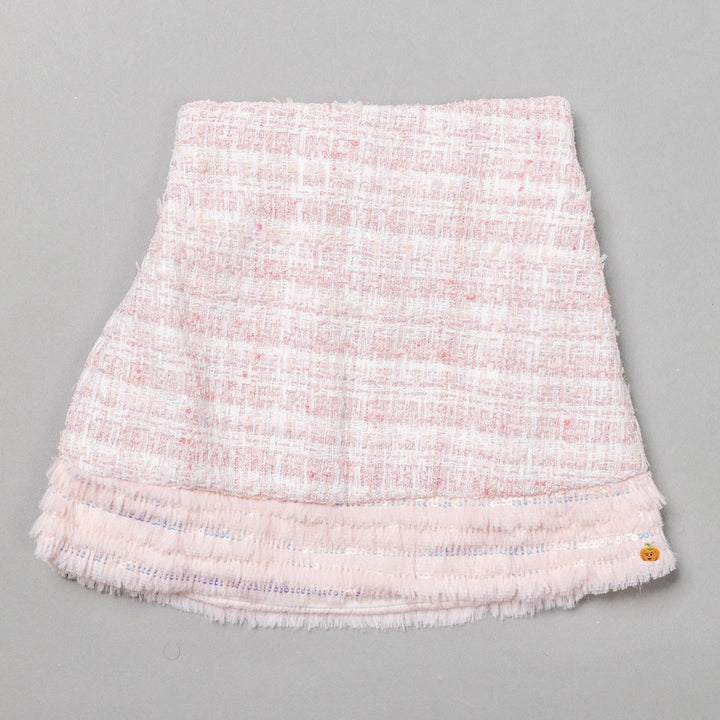 Onion Colored Furry Skirt & Top with Jacket for Girls