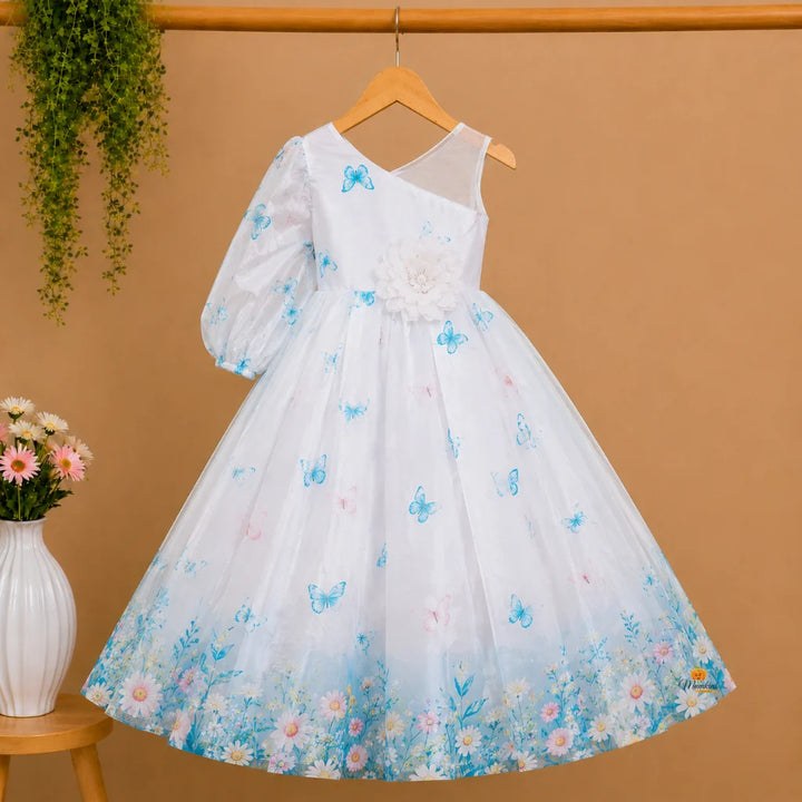 Butterflies Printed Girlish Gown