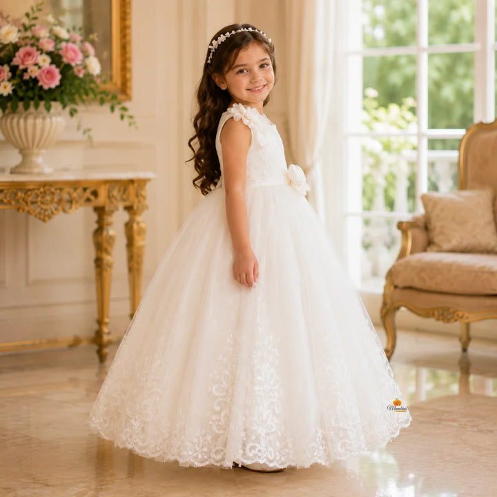 White Long Girls Gown