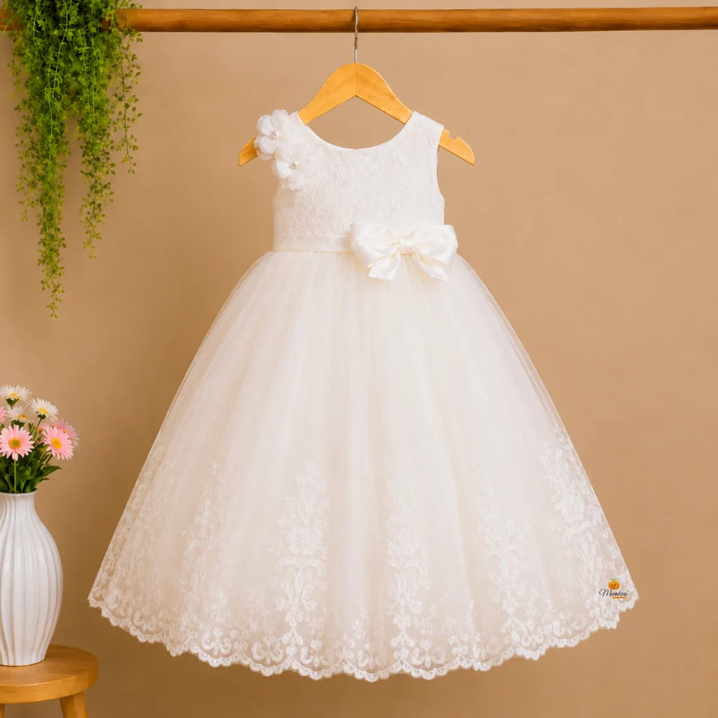 White Long Girls Gown