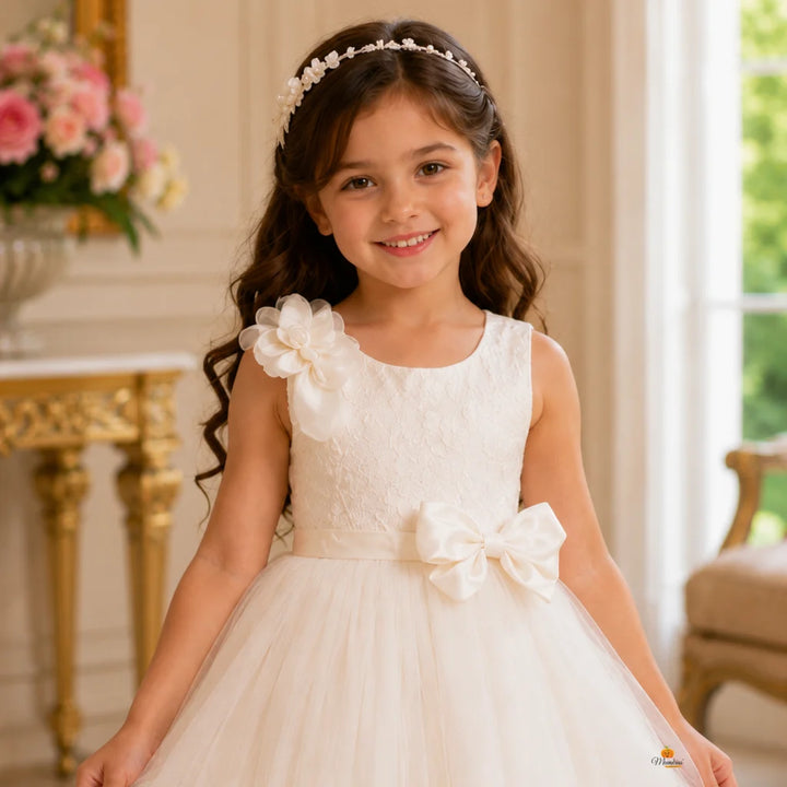 White Long Girls Gown