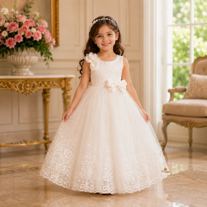White Long Girls Gown