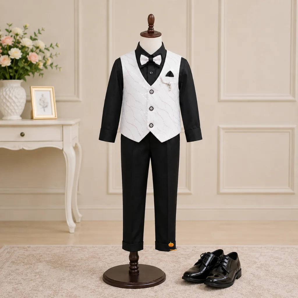 White Suit for Boys with Bow